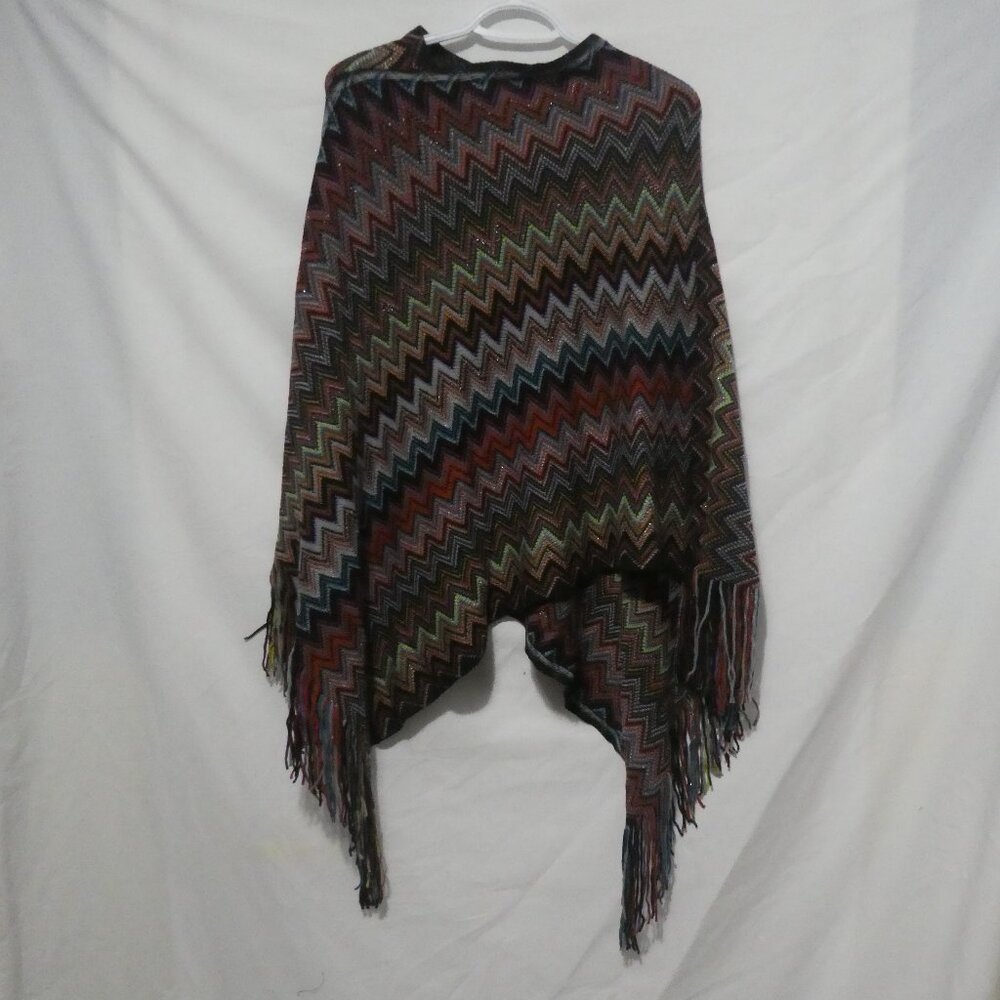 Unbranded | Colorful Zigzag Patterned Poncho | One Size
